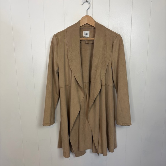 Anthropologie Jackets & Blazers - Anthropologie Luii Faux Suede Draped Blazer Jacket Beige Tan Size Small Office